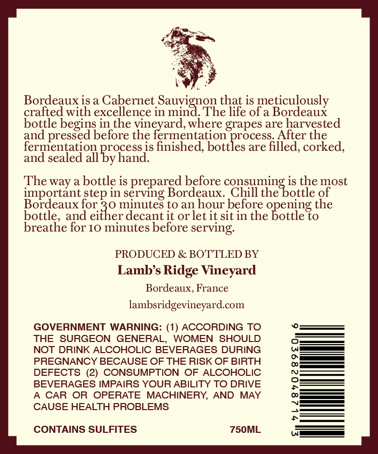 Bordeaux bottle back